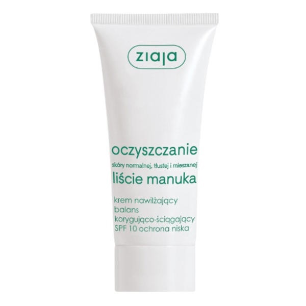 Liście Manuka Oczyszczanie krem nawilżający balans korygująco-ściągający ochrona niska SPF10 50ml