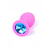 Plug-Jewellery Pink Silicon PLUG Medium- Light Blue Diamond