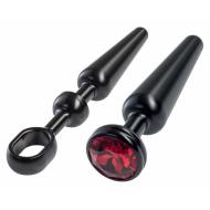 MALESATION Alu-Plug with handle & crystal medium, black