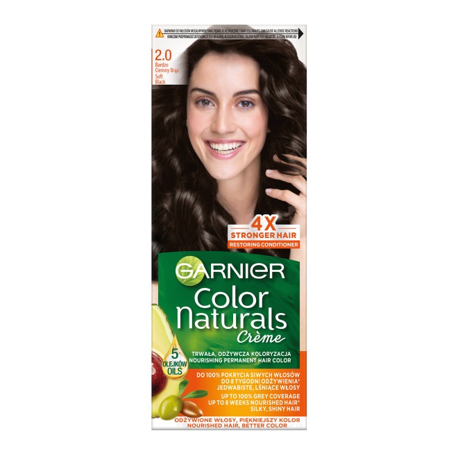 Garnier Color Naturals farba do włosów odcień 2.0 Bardzo Ciemny Brąz 1 szt.