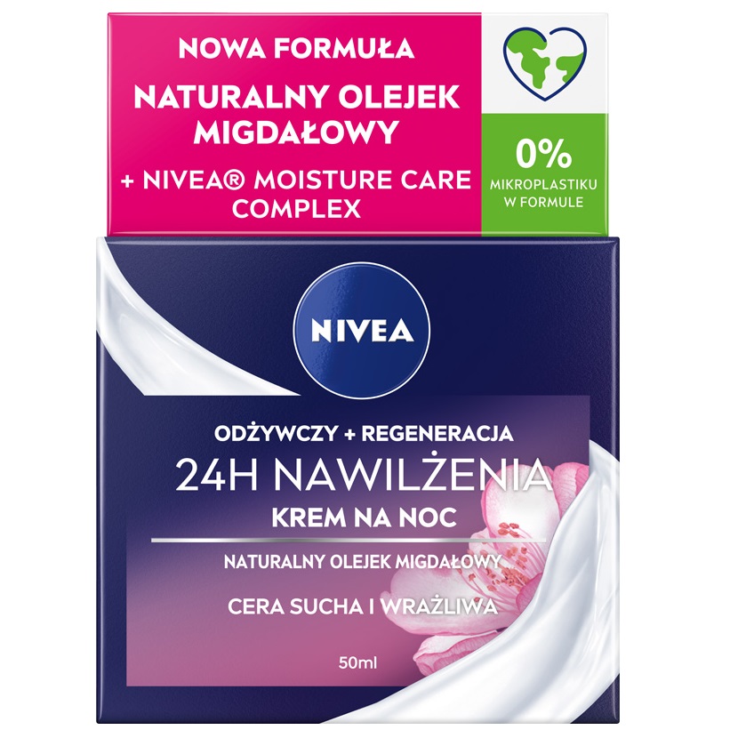 24H Nawilżenia+Regeneracja odżywczy krem na noc cera sucha i wrażliwa 50ml