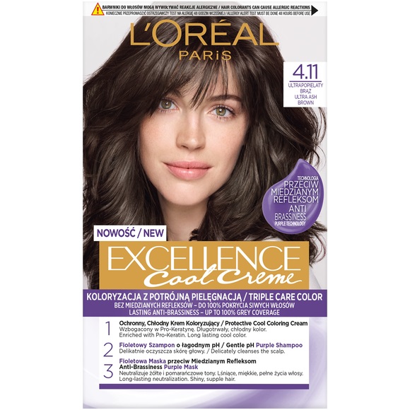 L’Oréal Paris Excellence Cool Creme farba do włosów odcień 4.11 Ultrapopielaty brąz 1 szt.