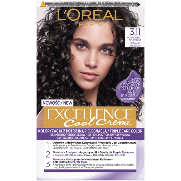 L’Oréal Paris Excellence Cool Creme farba do włosów odcień 3.11 Ultrapopielaty ciemny brąz 1 szt.