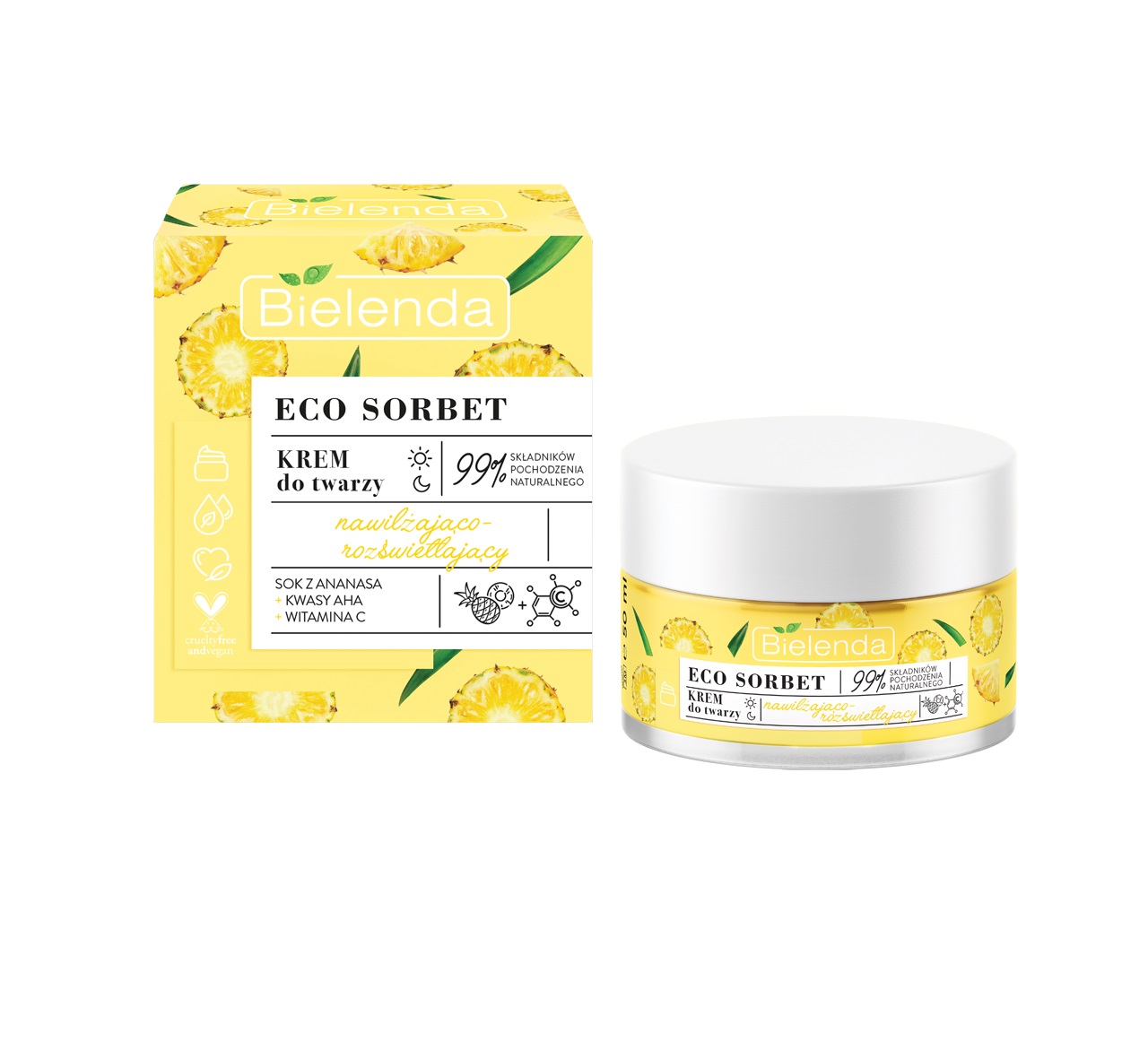 Eco Sorbet krem nawilżająco-rozświetlający na dzień i noc Ananas 50ml