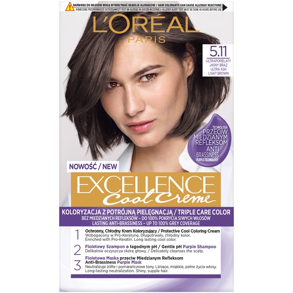 L’Oréal Paris Excellence Cool Creme farba do włosów odcień 5.11 Ultrapopielaty jasny brąz 1 szt.