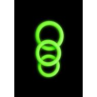 3 pcs Cock Ring Set - Glow in the Dark - Neon Green