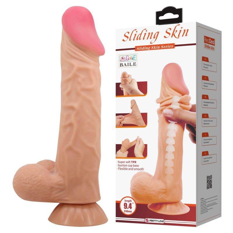 BAILE - Sliding Skin 9,4&039&039 Flesh Bendable Suction base TPR