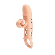 ROMANCE - Penis sleeve,  TPE material,vibration, battery LR41*3, Flesh