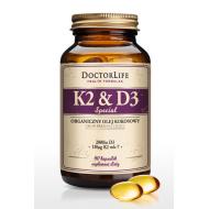 K2 & D3 organiczny olej kokosowy 130ug K2 mk-7 & 2000iu D3 suplement diety 60 kapsułek