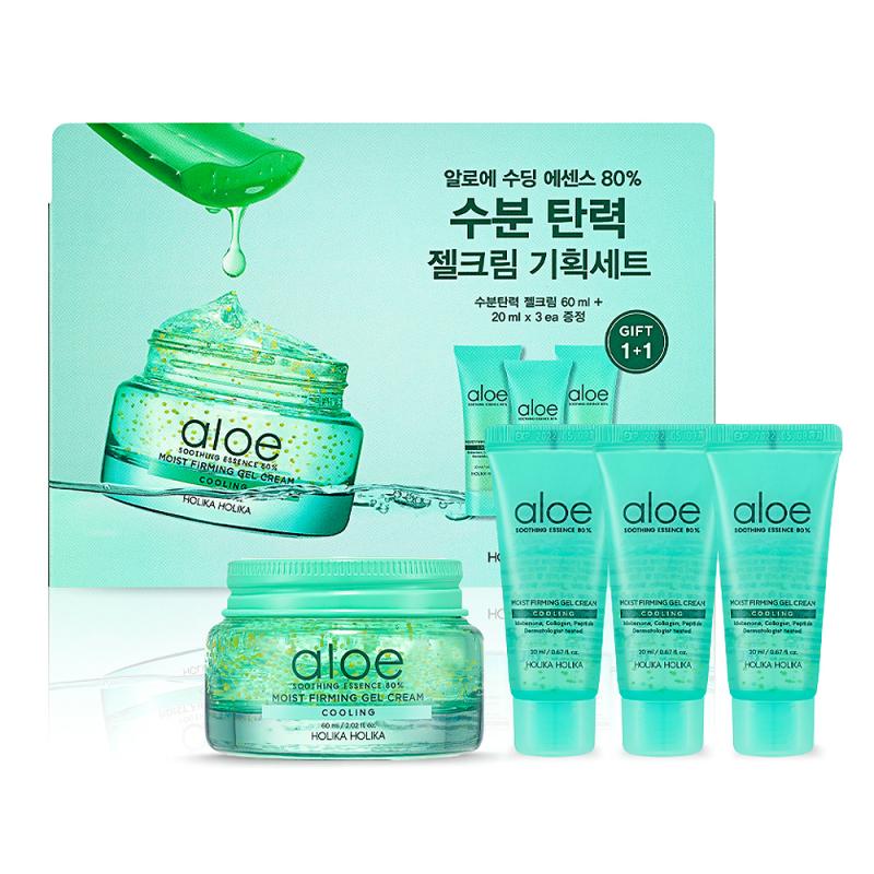 Aloe Soothing Essence 80% Gel Cream Set zestaw żelowy krem do twarzy 60ml + żelowy krem do twarzy 3x20ml Aloe Soothing Essence 80% Gel Cream Set zestaw żelowy krem do twarzy 60ml + żelowy krem do twarzy 3x20ml