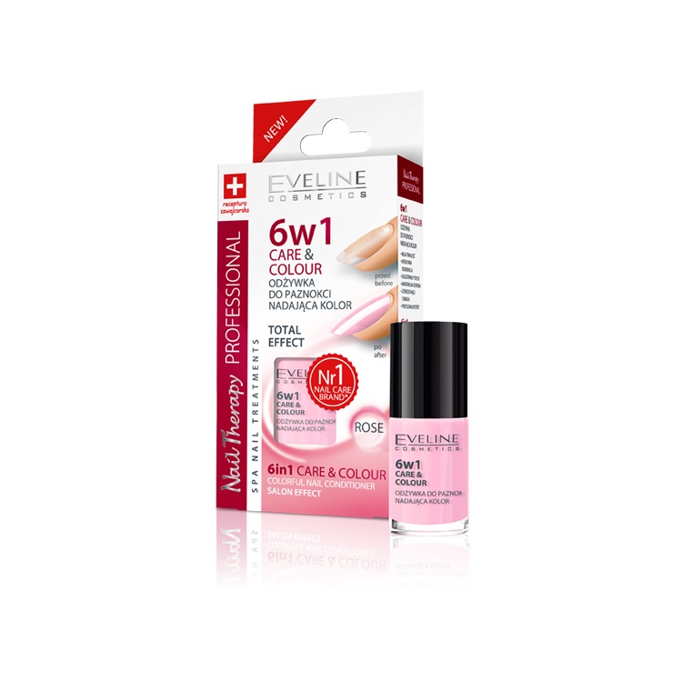 6w1 Care&Colour odżywka do paznokci nadająca kolor Rose 5ml