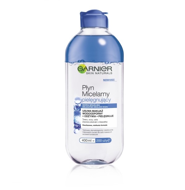 Garnier Skin Naturals Płyn Micelarny 3w1 pielęgnująca woda micelarna do bardzo wrażliwych oczu z soczewkami kontaktowymi 400 ml