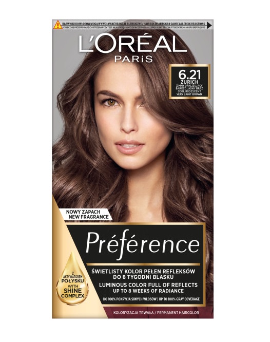 L’Oréal Paris Préférence Cool Blondes trwała farba do włosów odcień 6.21 Zurich 1 szt.