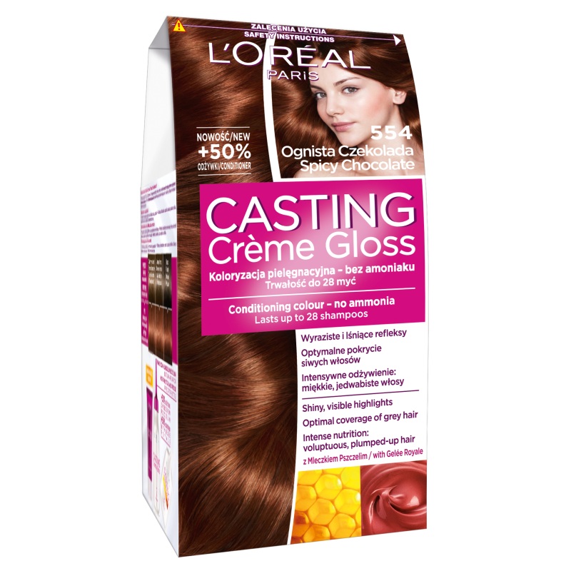 L’Oréal Paris Casting Creme Gloss farba do włosów odcień 554 Ognista czekolada 1 szt.