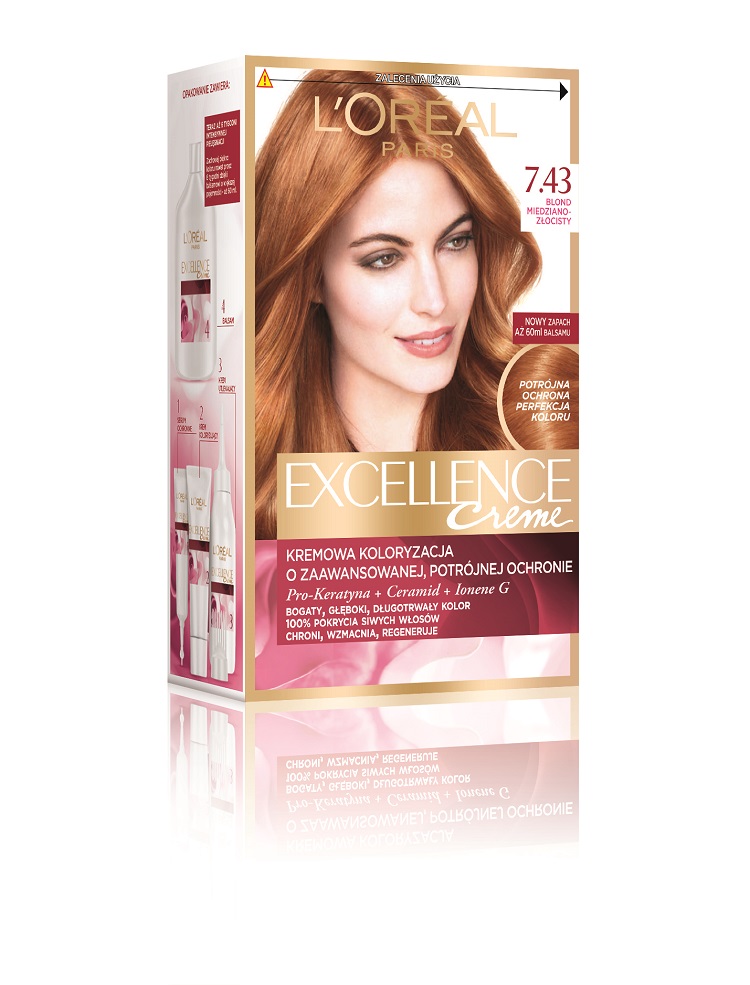 Excellence Creme farba do włosów 7.43 Blond Miedziano-Złocisty