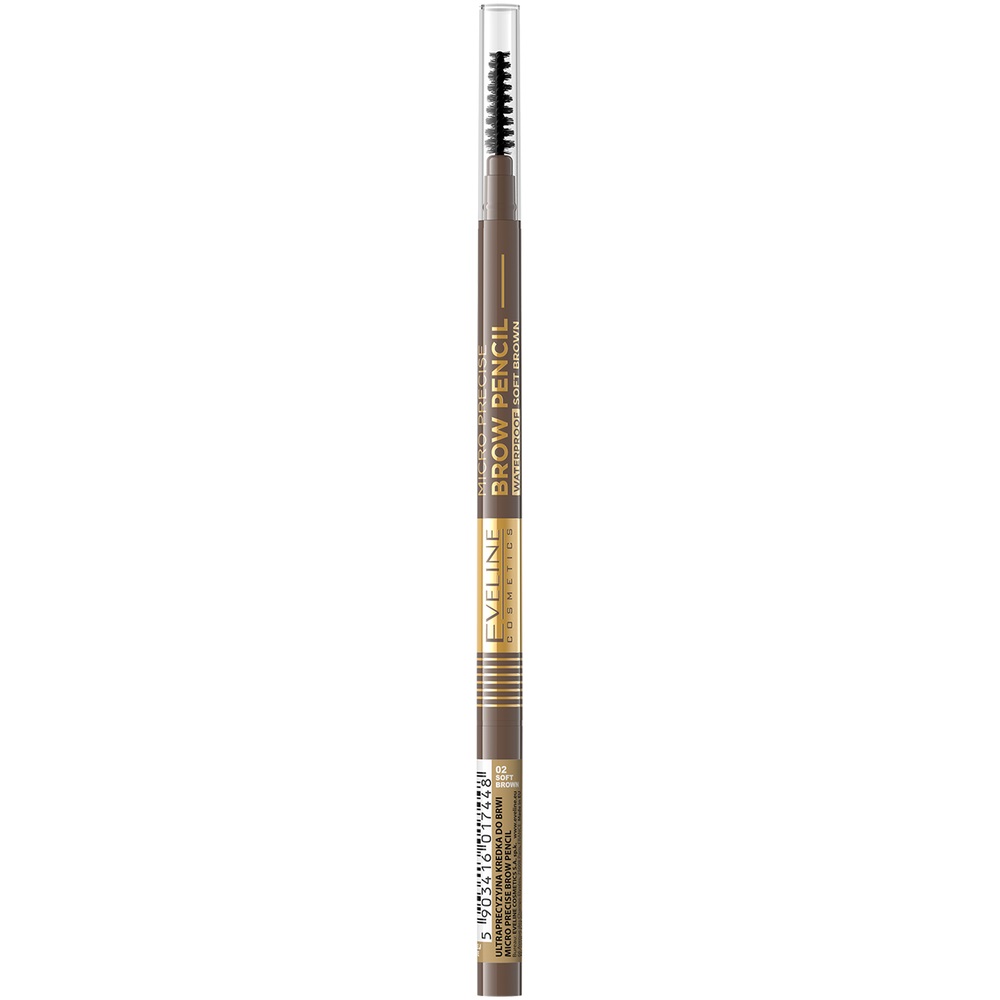 Eveline Cosmetics Micro Precise wodoodporna kredka do brwi ze szczoteczką 2 w 1 odcień 02 Soft Brown 4 g
