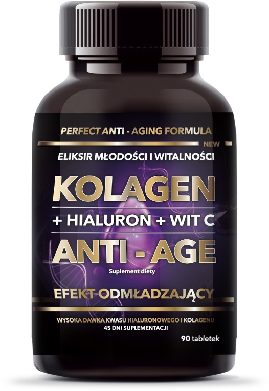 Kolagen + Hialuron + Witamina C Anti-Age suplement diety 90 tabletek