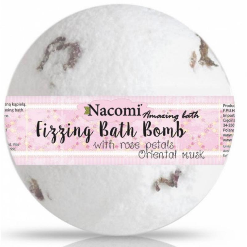 Fizzing Bath Bomb kula do kąpieli z płatkami róż Oriental Musk 130g Fizzing Bath Bomb kula do kąpieli z płatkami róż Oriental Musk 130g