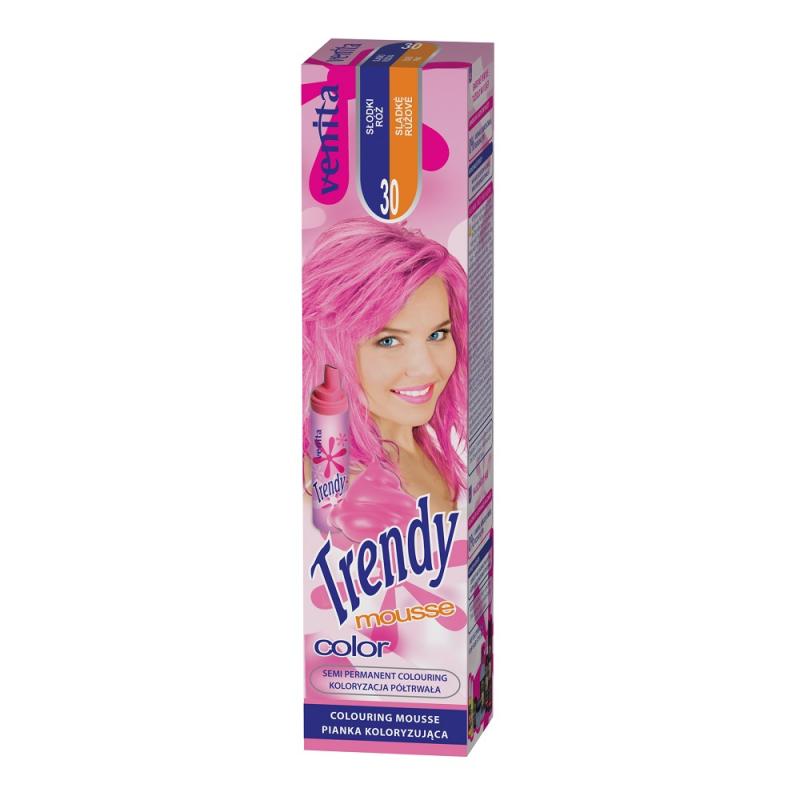 Trendy Color Mousse pianka koloryzująca do włosów 30 Słodki Róż 75ml Trendy Color Mousse pianka koloryzująca do włosów 30 Słodki Róż 75ml