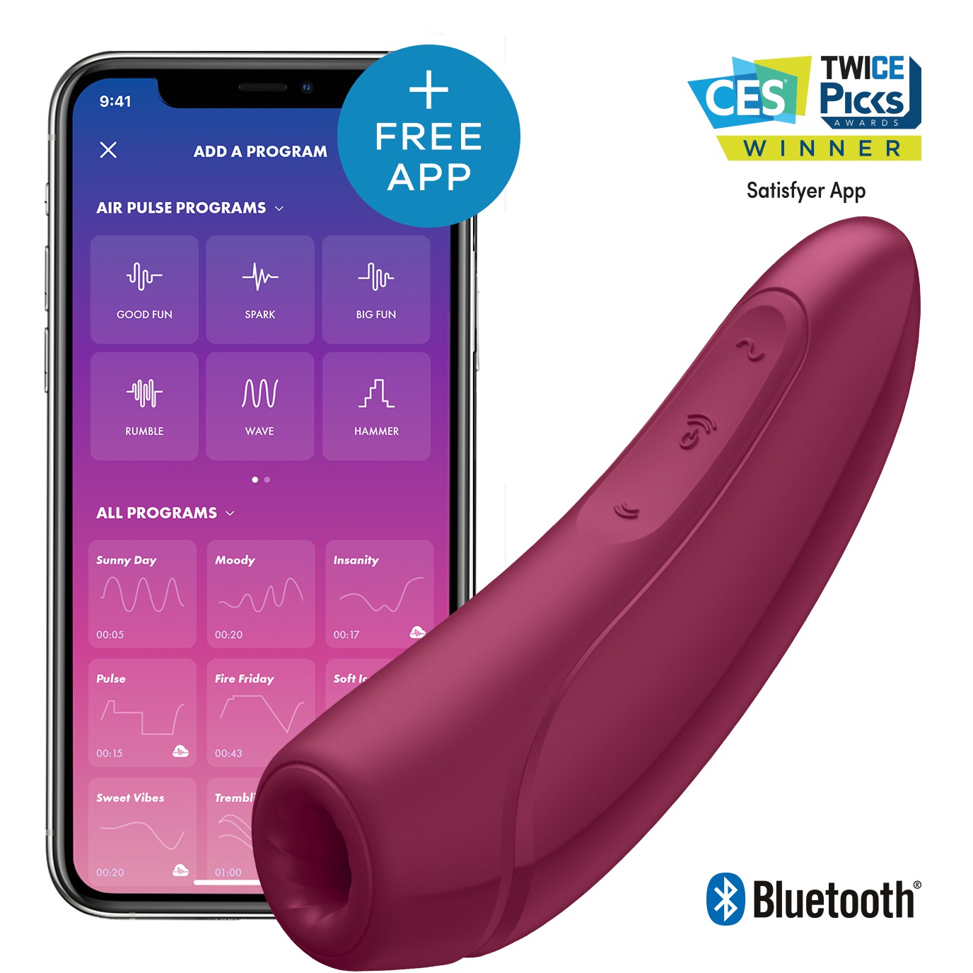 Satisfyer Curvy 1+ Rose Red incl. Bluetooth and App
