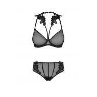 Petitenoir Tulle BPetitenoir Set out of plunge underwired bra with embroidery and briefody Ouvert L