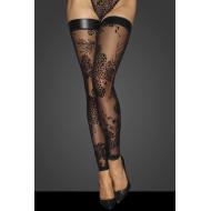F243 Tulle stockings patterned flock embroidery XL